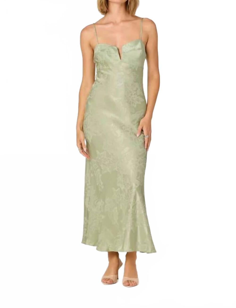 NEW ASTR tyla satin bias-cut maxi dress in sage